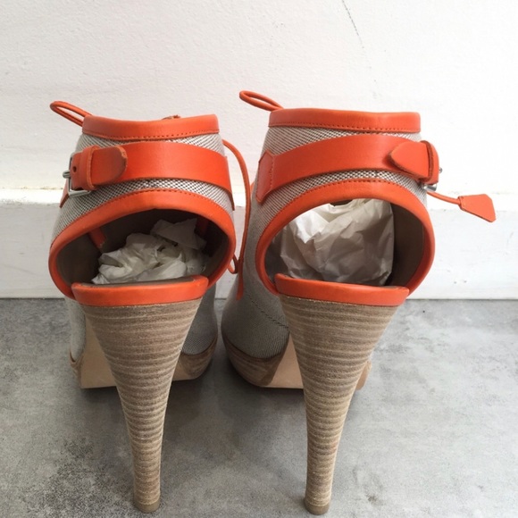AUTH HERMÈS Orange Sandals Halloween Party heels Boots 39 NEW - Picture 5 of 7